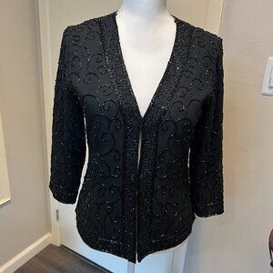 JMD New York Black Beaded Blazer Jacket, Size Small